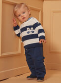 Pullover blu e bianco con stampa a righe LADAEL / 24H1BGJ1PUL001