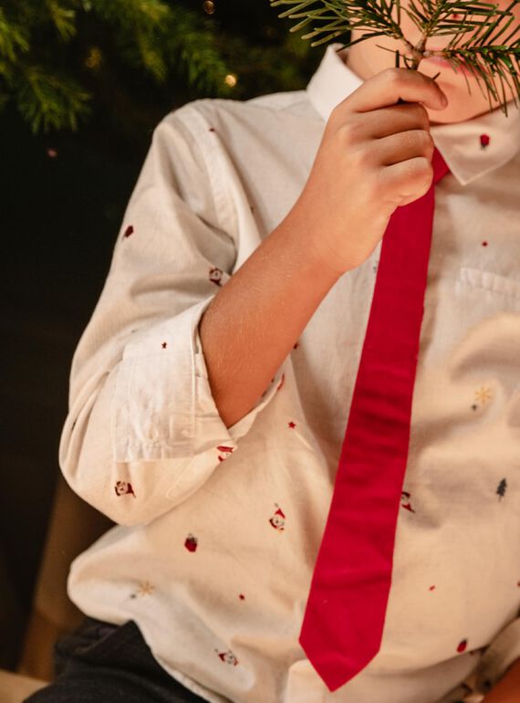 Completo camicia a maniche lunghe e cravatta con stampa natalizia DUROAGE / 22H3PG61CHM001
