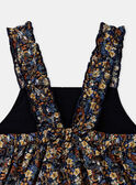 Abito navy con stampa fiori e pesci multicolore in popeline KAZAZIE / 24E1BFS2ROB718