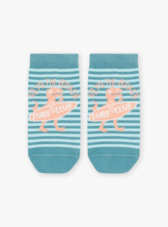 Calze blu con stampa a righe e motivo dinosauro FLUSTRAGE / 23E4PGQ1SOQ205