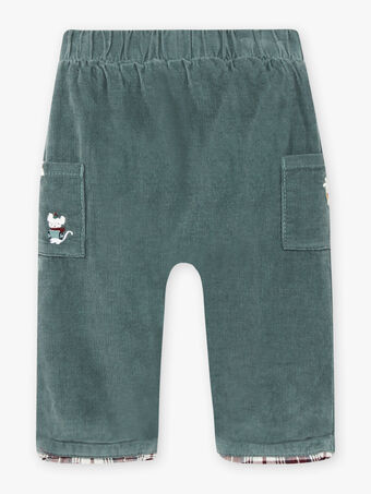 Pantaloni verdi in velluto a costine con motivi a quadri neonato BAVOLTAIRE / 21H1BGQ2PANG619