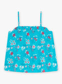 Canottiera turchese con stampa a fiori e tartarughe bambina CAUDEBETTE 2 / 22E2PFT2DEB202