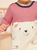 Tutina crema a righe e stampa orso FEDOURSON / 23E5BG21GREA002