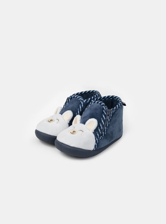 Scarpina blu con muso d'orso bianco per neonato NEANTOINE / 25F10BG31CHP070