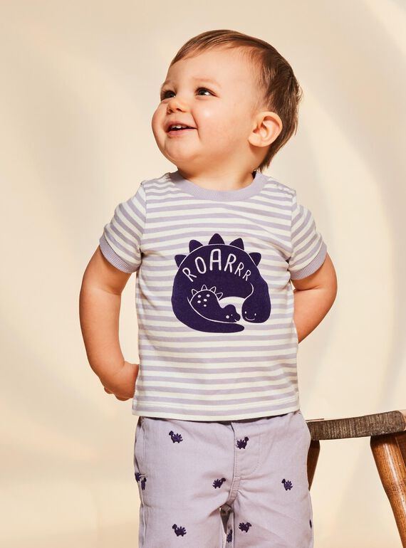 T-shirt lilla a maniche corte con stampa a righe FAOCTAVE / 23E1BGO1TMCH700