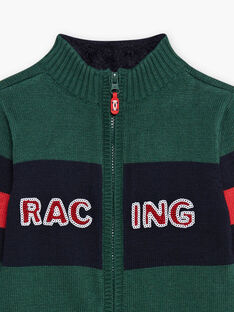Cardigan verde scritta Racing a righe bambino BOBAGE / 21H3PGM1GIL060