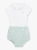 Set body ecrù con collo e bloomer verde nascita unisex COLOAN / 22E0CMI1ENS203