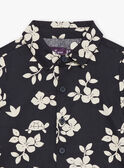 Camicia nera ardesia con stampa foglie e tartarughe FATONY / 23E1BGP1CHMJ900