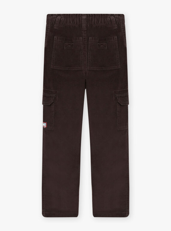 Pantaloni multitasche neri in velluto bambino BOROAGE / 21H3PGO2PAN814