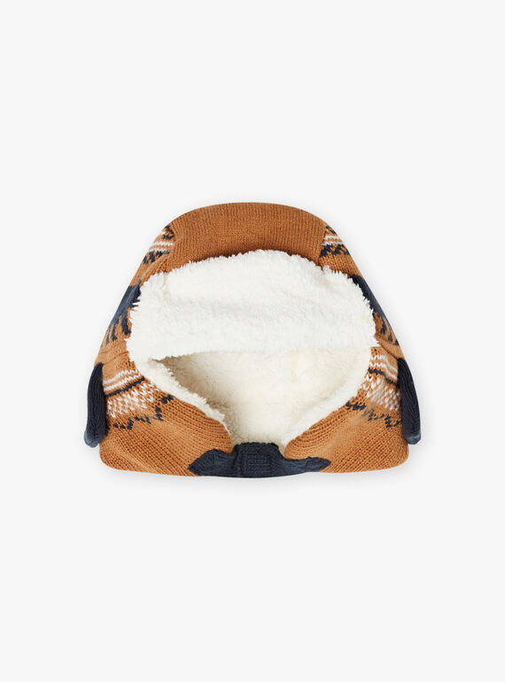 Colbacco cammello in maglia jacquard con motivi orso bambino BITETAGE / 21H4PGE3BON804