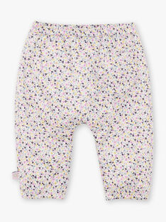 Pantaloni ecrù e rosa stampa a fiori neonata BACHAYMA / 21H1BF21PAN001