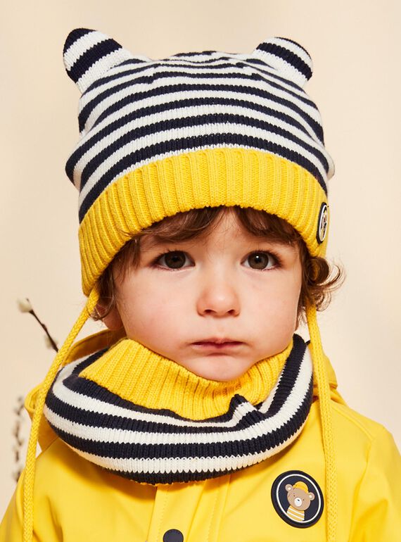 Berretto in maglia navy con orecchie 3D e stampa a righe FILAYNE / 23E4BG52BON070