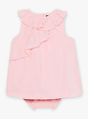 Abito in popeline rosa con ricami conchiglie e bloomer neonata CASOLEIL / 22E1BFN1ROBD315