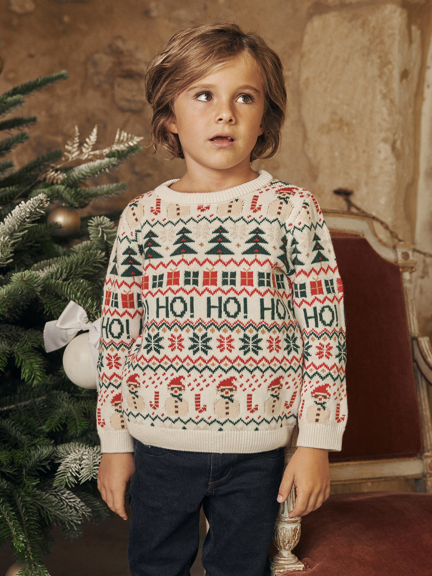 Maglia ecr con stampa natalizia Ragazzo Sergent Major