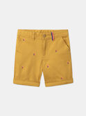 Shorts senape con ricami pinna di squalo multicolore KLOMUAGE / 24E3PGS1BERB107