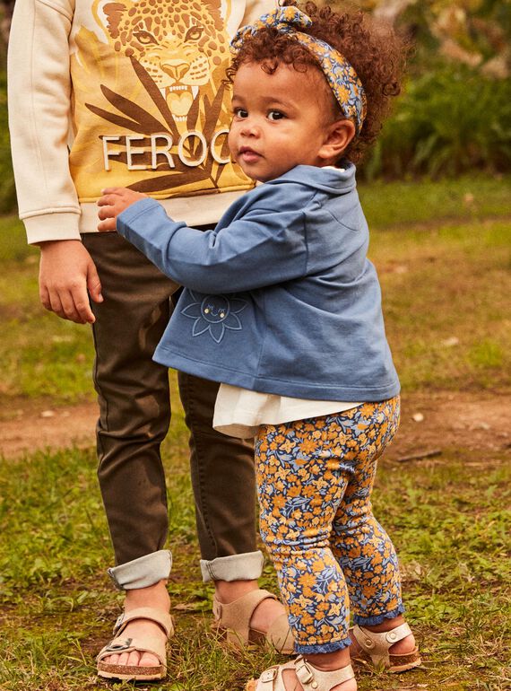 Camicia écru, leggings e fascia blu navy con stampa a fiori 23E1BF81ENS001