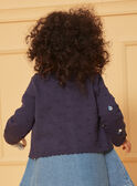 Cardigan blu navy strutturato con fiori ricamati LACORRINE / 24H1BFJ2CAR070