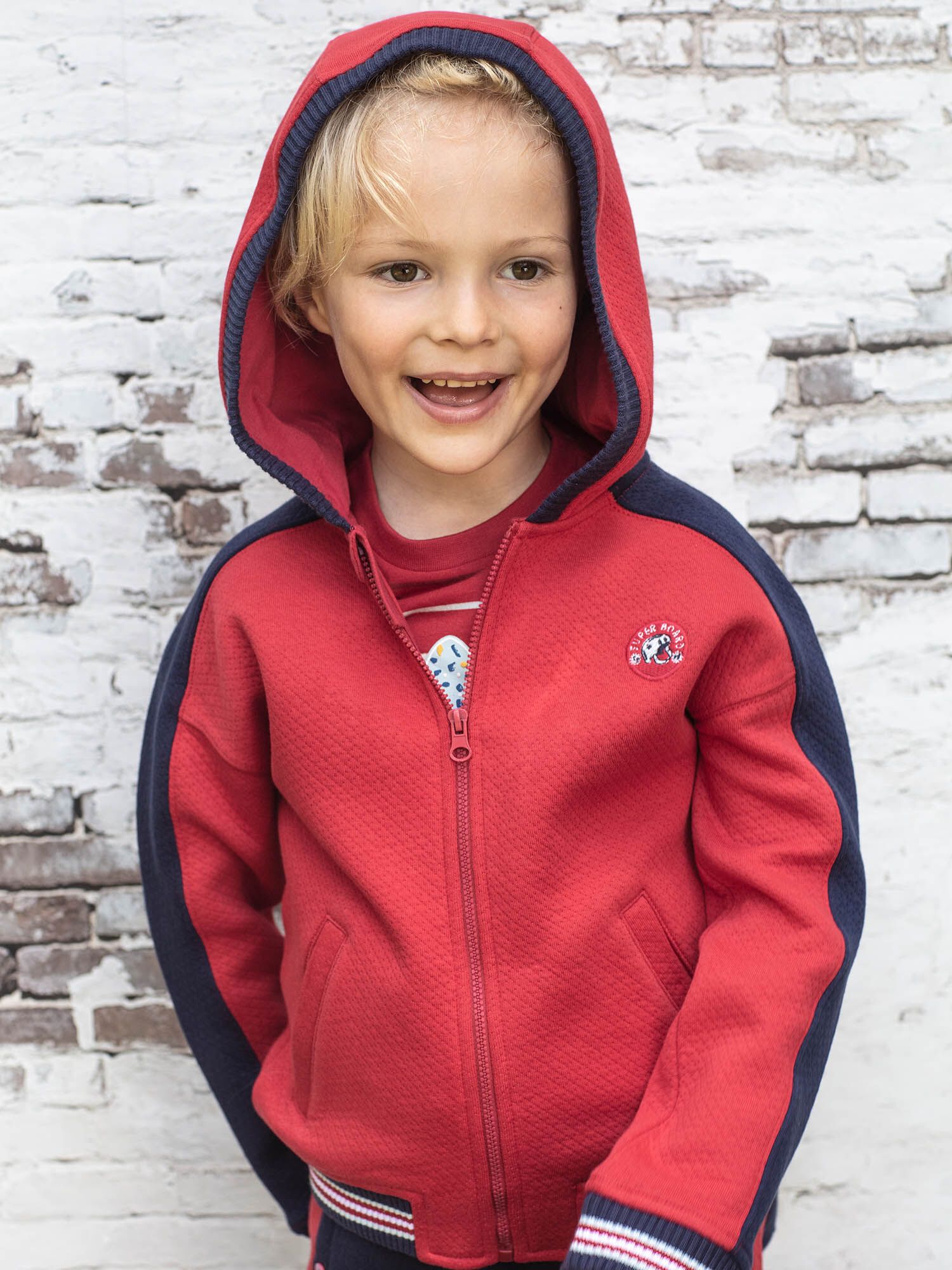 Felpa con cappuccio rossa e navy bambino Ragazzo Sergent Major