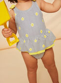 Costume intero navy e giallo con stampa a righe e soli FITINA / 23E4BFM2MAIA001