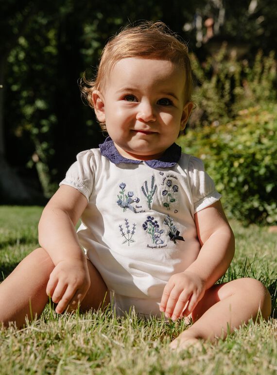 Body T-shirt con ricami fiori FANELLY / 23E1BFN1BOD001