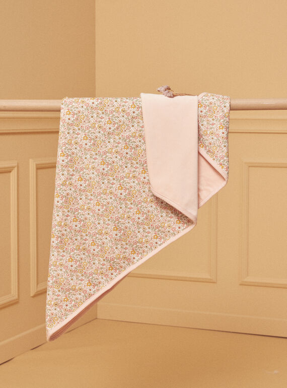Coperta nascita ecrù e rosa cipria LOANY / 24H0AF11D4P001