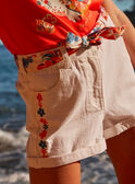 Shorts in jeans ecrù con ricami fiori multicolore KLODETTE / 24E2PFS2SHO001