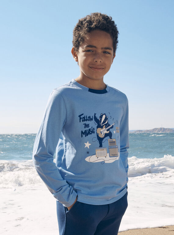 T-shirt in jersey azzurro con tasso chitarrista LETICHAGE / 24H3PGJ1TMLC236