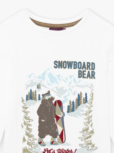 T-shirt bianca con motivi orso in montagna bambino BOXIDAGE / 21H3PGO1TML000