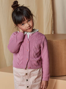 Cardigan rosa in maglia fantasia bambina CLIQETTE1 / 22E2PFF4CAR305