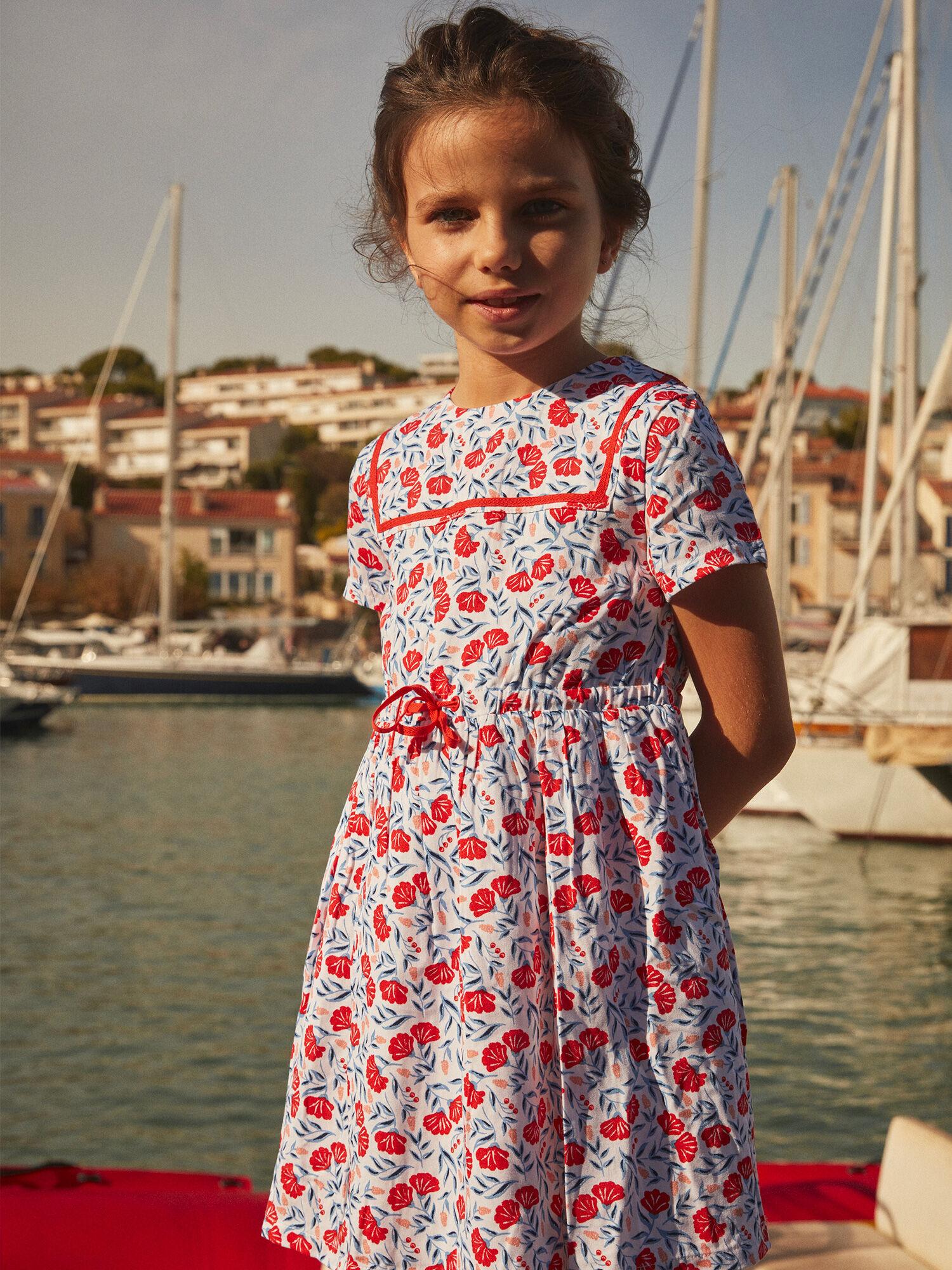 Vestito a fiori con colletto marinaio Ragazza Sergent Major