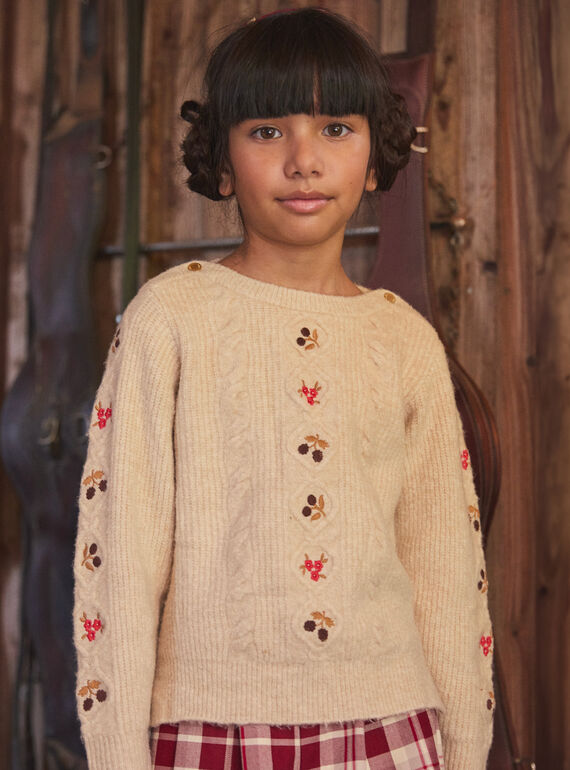 Maglione ricamato in maglia a trecce LALOLETTE / 24H2PFR1PUL001