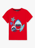 T-shirt rossa con motivo squalo bambino CYDOAGE3 / 22E3PGT1TMCF525