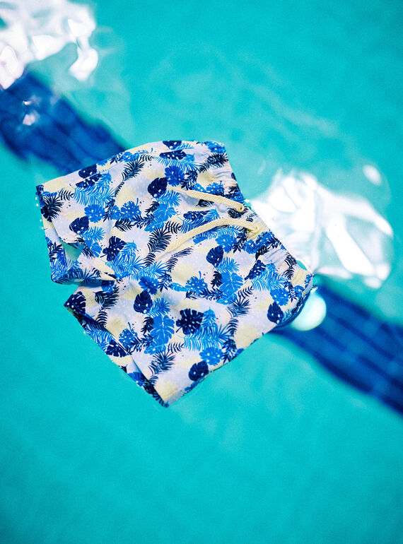Shorts blu con stampa foglie neonato CILEO / 22E4BGO1MAI701