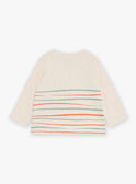 T-shirt beige melange a maniche lunghe con motivo volpe GABRUCE / 23H1BG71TMLA011