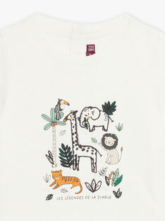 Body T-shirt ecrù e motivi animali e giungla neonato CAKILLIAN / 22E1BG91BOD001