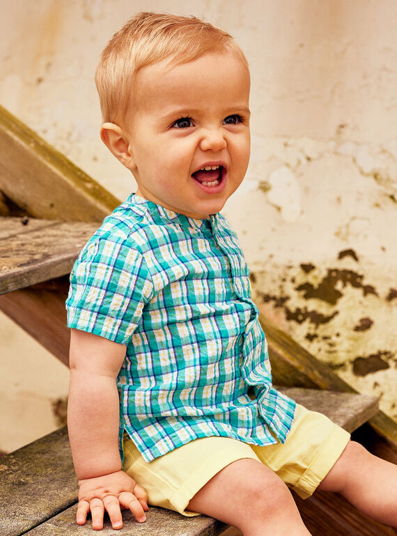 Camicia in seersucker a quadri neonato CAVAHE / 22E1BGN1CHM209