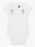 Body ecrù collo con volant e ricami fiori neonata CANORA / 22E1BFK1BOD001