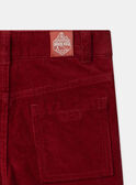 Pantaloni di velluto rosso LAROVAGE / 24H3PGR2PAN501