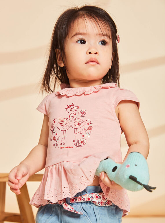T-shirt blush con motivi fenicotteri rosa FAWILLOW / 23E1BFQ1TEED300