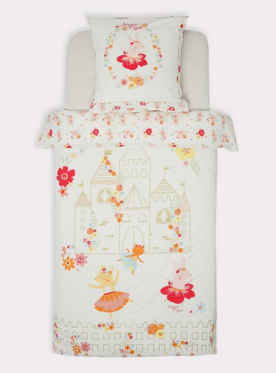 Parure da letto ecrù principessa con stampa a fiori TIPARURCHA / 20EZEN72PLC000
