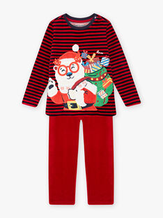 Set pigiama in velluto a righe e motivo orso di Natale bambino BODRAGE / 21H5PGI3PYJF528