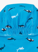 Cappello anti-UV +50 blu con stampa orche, squali e balene KLURAGE / 24E4PGG1CHA216