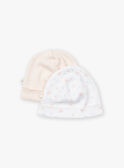 2 berretti nascita rosa confetto ed ecrù KORA / 24E0AF11BNAD310