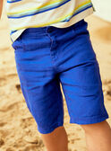 Bermuda blu notte in lino bambino COVAGE / 22E3PGN3BERC231