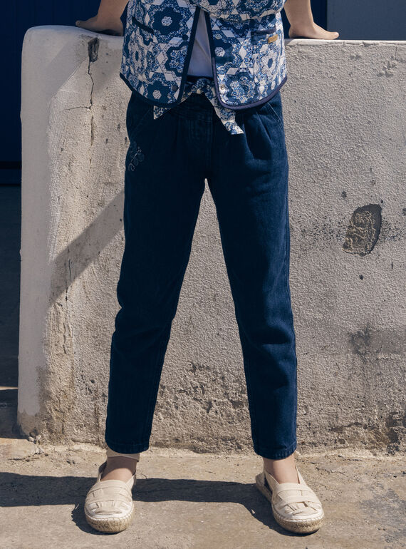 Jeans a sigaretta blu con cintura con stampa floreale LEJINETTE / 24H2PFJ1JEAK005