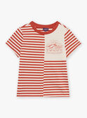 T-shirt arancione e sabbia con stampa a righe FLIROAGE / 23E3PGP1TMCE406