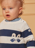 Pullover blu e bianco con stampa a righe LADAEL / 24H1BGJ1PUL001