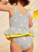 Costume intero navy e giallo con stampa a righe e soli FITINA / 23E4BFM2MAIA001