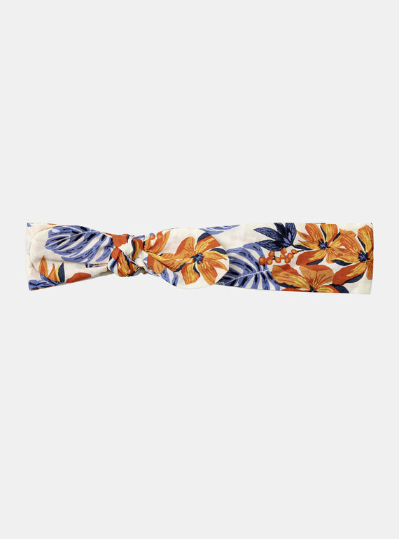 Fascia bianca con stampa fiori e pesci multicolore KAZELIE / 24E4BFS1BAN001