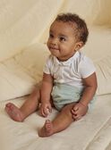 Set body ecrù con collo e bloomer verde nascita unisex COLOAN / 22E0CMI1ENS203